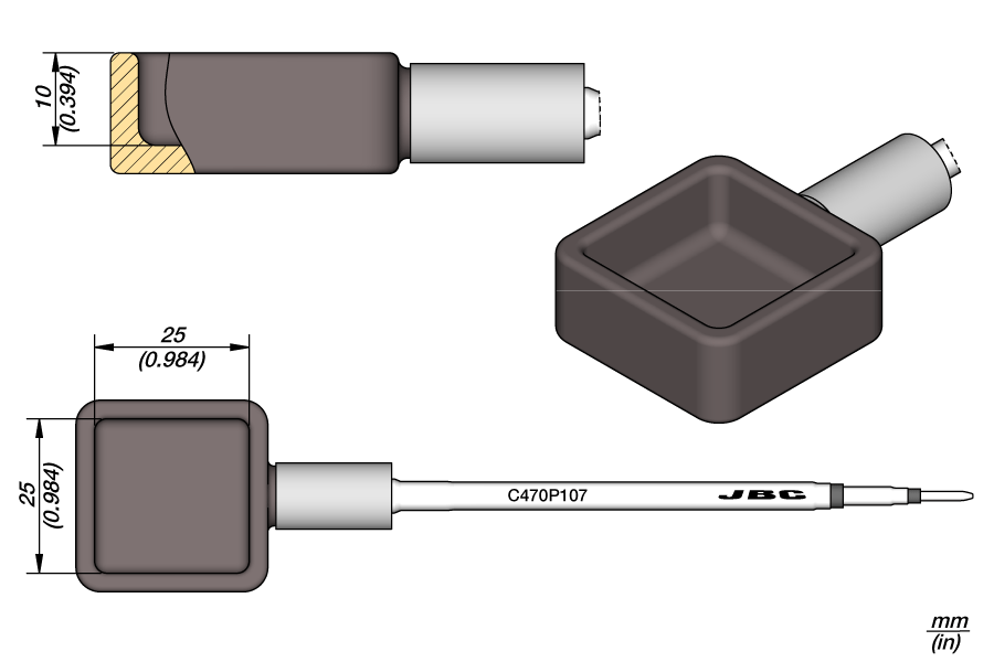 C470P107 - Solder Pot Cartridge 25 x 25 x 10